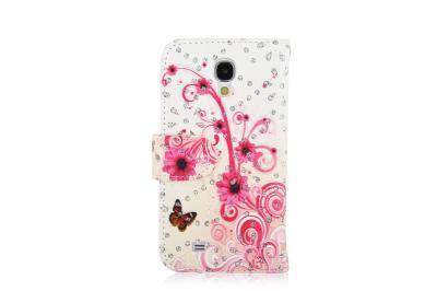 China Flower Pattern Cell Phone Wallet Samsung Galaxy S4 Phone Cases For Girl for sale