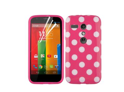 China Colorful Polka Dots Soft TPU Gel Case For Motorola Moto G With Free Screen Protector for sale