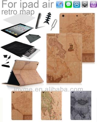 China Durable Map Book Printed Stand Leather Ipad Air Protective Case Unbreakable for sale