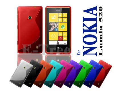 China Soft Pattern Lumia 520 Nokia Mobile Phone Cover S Line Case Clear Red for sale