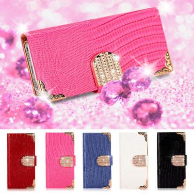 China Diamond Wallet Leather Motorola Moto G Cell Phone Flip Case With Credit Card Slot for sale