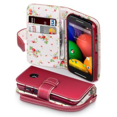 China Loop Closure PU Leather Wallet Card Holder Motorola Cell Phone Moto E Case for sale