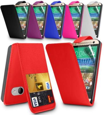 China Purple Flip Wallet Leather Cell Phone Case with Card Slot For HTC One Mini 2 for sale