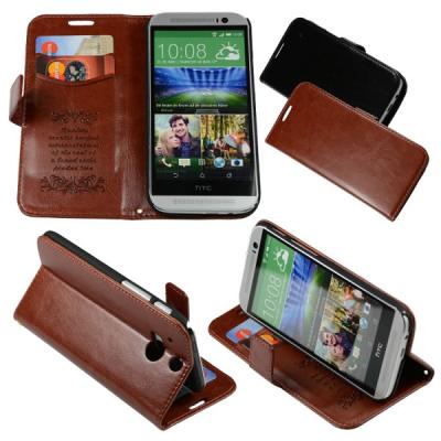 China Fashion HTC One M8 Cell Phone Case with Card Holder  , PU Wallet Phone Cover For Men for sale