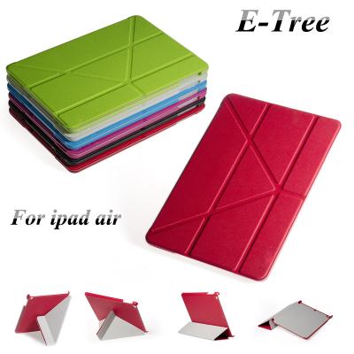 China Trifold Origami Pu Leather Ipad Protective Case ,  Green IPad Air Cover for sale