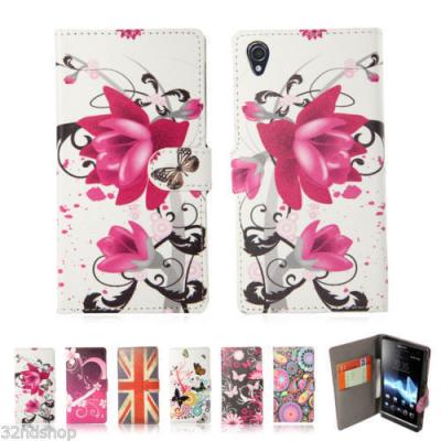 China Waterproof Flora Pu Wallet Flip Cell phone Case For Sony Xperia M / E / SP for sale