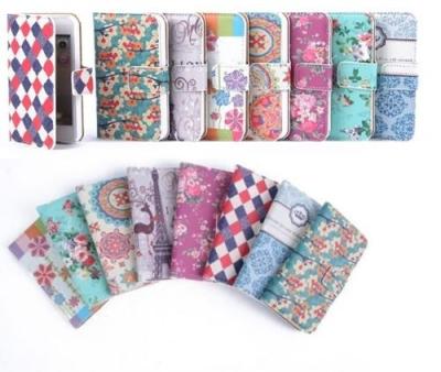 China Elegant Vintage Floral Wallet PU Leather Flip Phone Case For IPhone 5 / 5G / 5S for sale