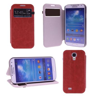 China Ultra Thin S view Leather Flip Samsung Galaxy S4 Phone Covers Case Durable for sale