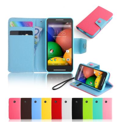 China Colorful Hybrid Stand PU Leather Phone Case For Moto E , Wallet Flip Cover for sale