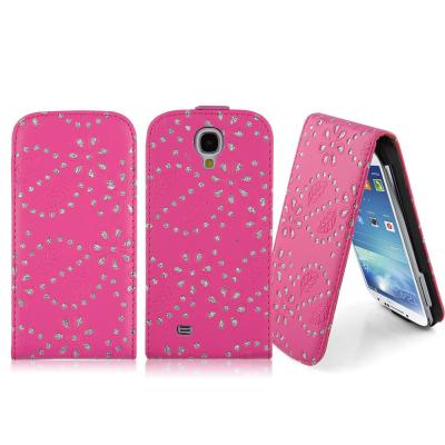 China Pink Diamond Bling Flip PU Leather phone Case For Samsung Galaxy S4 for sale