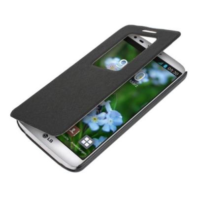 China Black Window Leather Flip G2 / LG Cell Phone Covers Slim Back Shell Hard for sale