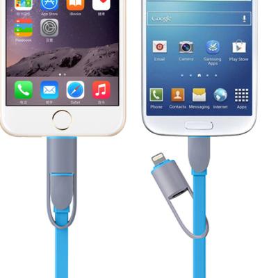 China Micro Flat Usb Charging Cables 1 Meter 2in1 Iphone 6 / 6plus / Ipad / Samsung / Htc for sale