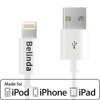 Κίνα 1 καλώδια χρέωσης μέτρων MFI Belinda USB, Iphone 5/5s/6 συν/αέρας 8pin Ipad καλώδιο προς πώληση