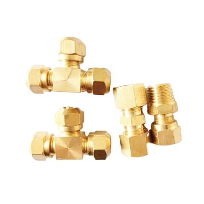 China Air Tools Brass Compression Fitting Tee Union 3 Ways Connector 1/4