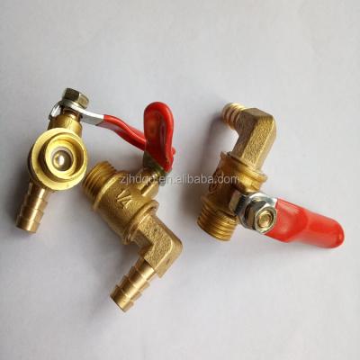 China General Red Or Blue Hand Brass Ball Valve 90 Degree Two-Ways Elbow 1/4