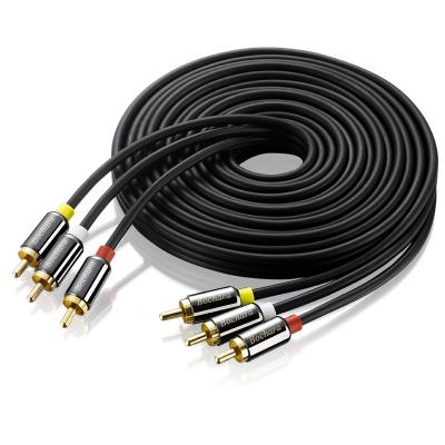 China HDTV Bochara 3RCA to 3RCA Male to Male Video AV Audio Cable Foil+Metal Wrapped Shielded For DVD TV for sale