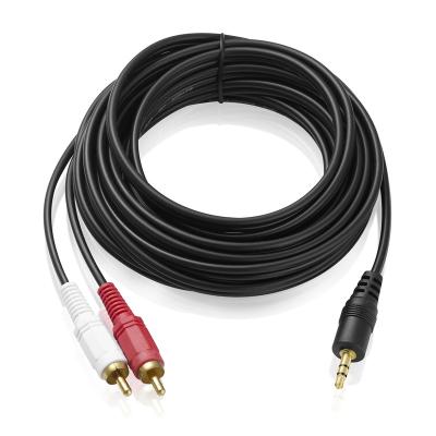 China HDTV Bochara Gold Plated 3.5mm Stereo Male Jack To 2 RCA Male Audio Cable For Amplifier Speakers None Shielded for sale