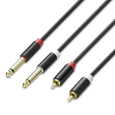 China HOME THEATER Bochara 1.5m 5ft 2RCA to 2x6.5mm 6.35mm Dual 1/4