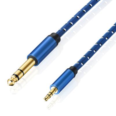 China HOME THEATER Bochara Braided 3.5mm Stereo Jack Male To 6.5mm Stereo Male OFC Jack TRS Audio Foil+Braided Cable Shielded 1m 2m 3m for sale