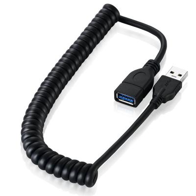 China COMPUTER Bochara USB 3.0 Extension Cable Elastic Coiled Male To Female M/F 9+1 Foil+Braided Pure Copper Cores Shielded for sale