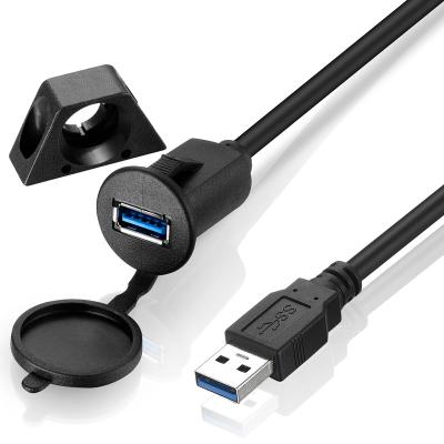 China COMPUTER Bochara USB3.0 USB2.0 Male to Female Flush Mount Panel Dash Waterproof Cable Shielded for Car for sale