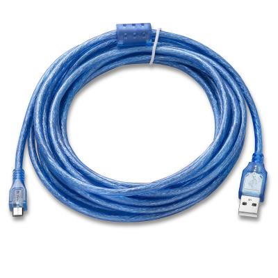 China Camera Bochara USB 2.0 Data Cable Micro USB Type One Male To Mirco USB 2.0 Dual (Foil+Braided) Shielding Transparent Blue1.5m 3m 5m 10m for sale