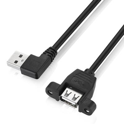 China Bochara COMPUTER 90degree to Left USB 2.0 Extension Cable Male to Female with Screw Panel Mount 24AWG+28AWG 30cm 50cm 1m for sale