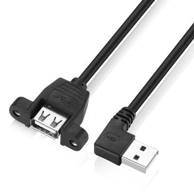 China Bochara 90degree COMPUTER to Straighten USB 2.0 Extension Cable Male to Female with Screw Panel Mount 24AWG+28AWG 30cm 50cm 1m for sale