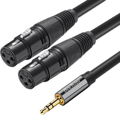 China Bochara 3.5mm COMPUTER stereo Jack Male to dual aux audio cable. XLR OFC Female Foil+Braided Shielded 1.5m 3m 5m for sale