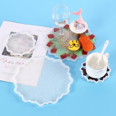 China Viable Shiny Resin Coaster Molds Flower Coaster Silicone Mold for DIY Cups Mats, Home Decoration for sale