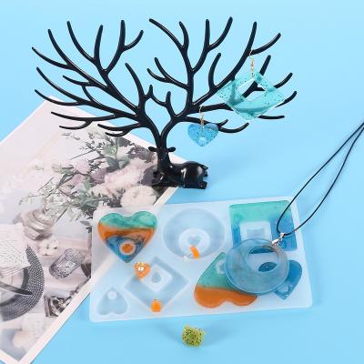 China Viable Necklace Earring Resin Silicone Molds Epoxy Earring Jewelry DIY Pendant Molds Silicone Resin Crafts for sale