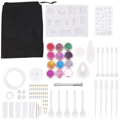 China 98PCS Silicone Resin Molds, Silicone Molding Molds Kits and Tool Kit with a Black Storage for DIY Jewelry Craft Making for sale