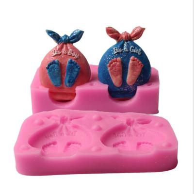 China Viable Children's Party Birthday Candle Baby Footprint Cake Silicone Mold Chocolate Cake Mold Soap Mold for sale