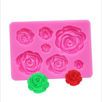 China Viable Clay Chocolate Gumpaste Molds 3D Candy Rose Flower Silicone Molds Wedding Topper Fondant Cake Decorating Tools for sale