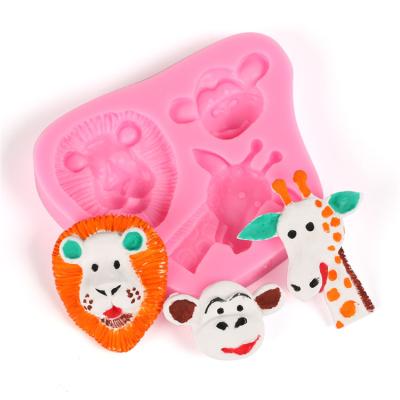 China Lion Giraffe Monkey 3D Tool Baking Mold Silicone Molds Fondant Craft Chocolate Candy Cake Viable Ice Cream Pastry Sugarcraft for sale