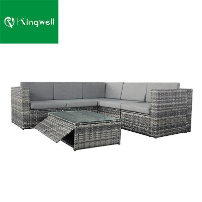 China Modern Outdoor Rattan Garden Furniture KD Metal Sectional Sofa Set for sale