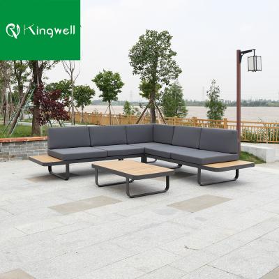 China Aluminum Outdoor Furniture L Shape Sofa Modern Patio Plastic Wood Corner Set for sale