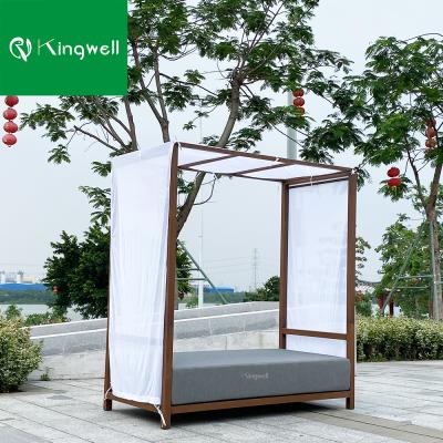 China Modern Simple Aluminum Garden Furniture Outdoor Daybed Patio Daybed Used For Outdoor Hotel With Canopy for sale