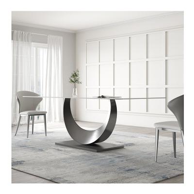 China Adjustable (other) Light Luxury dining tables modern minimalist household stainless steel slate dining table set Dining Room Furniture for sale