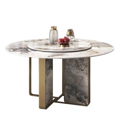 China Adjustable (other) Modern Furniture kitchen round dinning tables  Luxury restaurant metal stainless steel marble dining room Furniture for sale