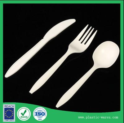 China Healthy and Eco-friendly corn starch biodegradable disposable dinner knife, spoon, fork for sale