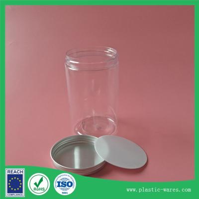 China Food plastic can transparent plastic jar with screw aluminum lid 800ml for sale