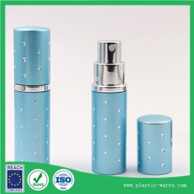 China 10 ml perfume bottle travel bottle spray style outside is aluminum in blue for sale