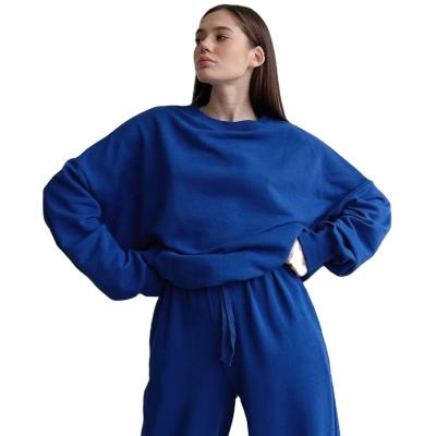 China Blue Batwing Hood Hoodie Tracksuit Sets Casual Klein Anti-Wrinkle Sheath Logo Jogging Suits Hoodies Custom Printing For Women for sale