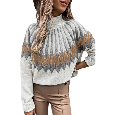 China As Products Holiday Sweater High Neck Knitted Sweater Long Sleeve Loose Casual Knit Sweater Fashion Oversia Dult for sale