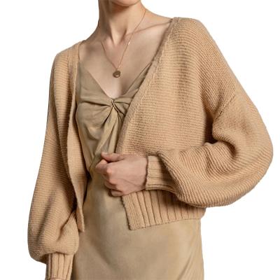 China Women's Plus Size Lazy Sweater Loose Outer Wear 2021 Autumn Knit Cardigan Lantern French Sleeve Soft Waxy Coat for sale