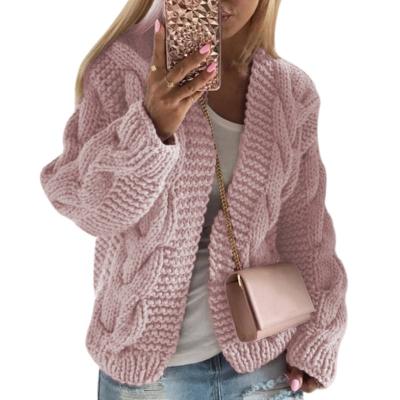 China Plus Size Women's Sweater Sweater Winter 2021 Raw Twisted Knit Cardigan Sweater Winter Women for sale