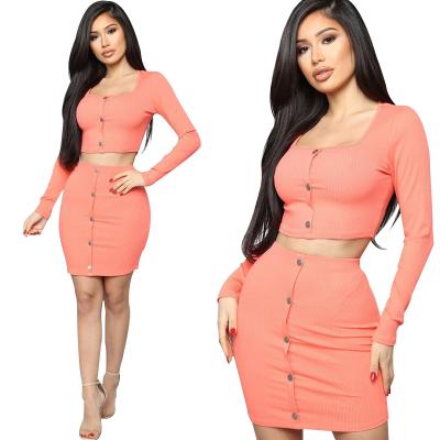 China QUICK DRY Hot Selling Single Breasted Skirt High Crop Top Short Two Piece Dress Waist Suit for sale