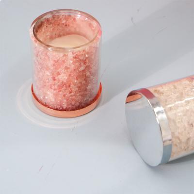 China Europe natural stones shining modern design fashion unique double glass crush Crystal Candle Jar for sale