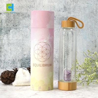 China Viable Quartz Crystal Water Bottle Bamboo Lid Crystal Water Bottle from Crystal Water Bottle Natural Rose for sale